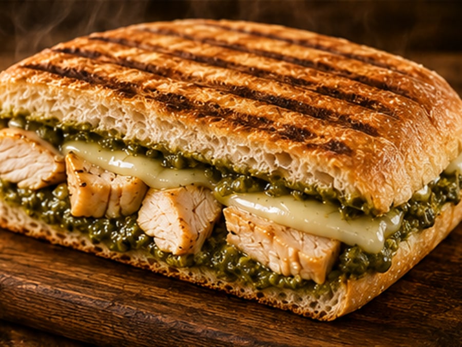 Panini poulet-pesto