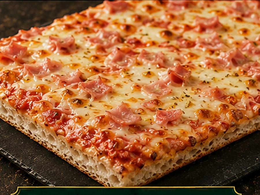 Pizza à la plaque jambon-fromage