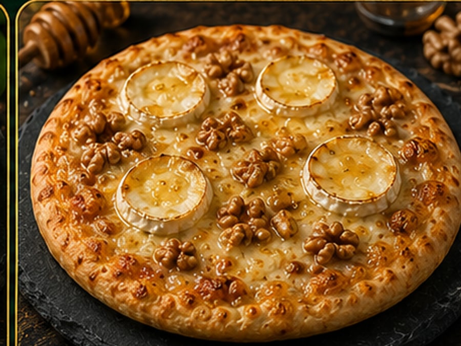 Pizza ronde chèvre-miel